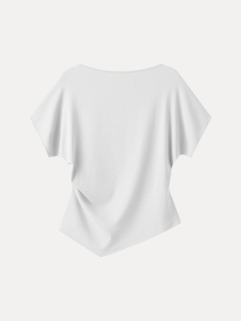 OGL White Cotton Lyocell Boatneck Angled Summer Tee